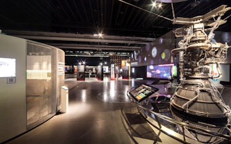 Miraikan permanent exhibition featuring space technology and interactive displays.