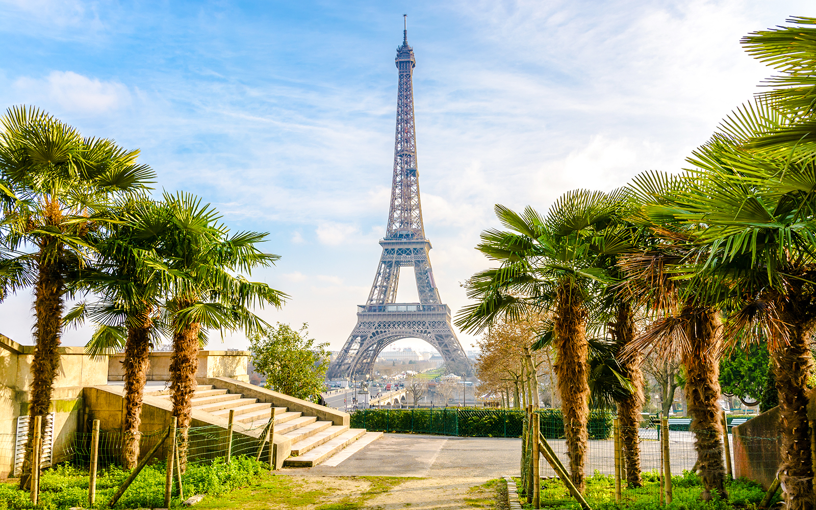 Eiffel Tower viewed from Trocadéro Gardens, Paris, France.