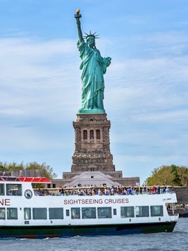 Sightseeing cruise near Statue of Liberty, New York.