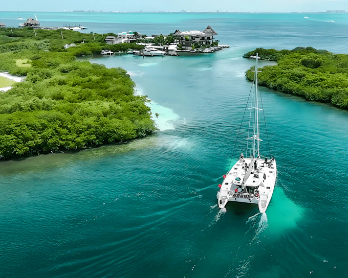 Isla Mujeres Catamaran Tour with Open Bar, Snorkelling and Buffet