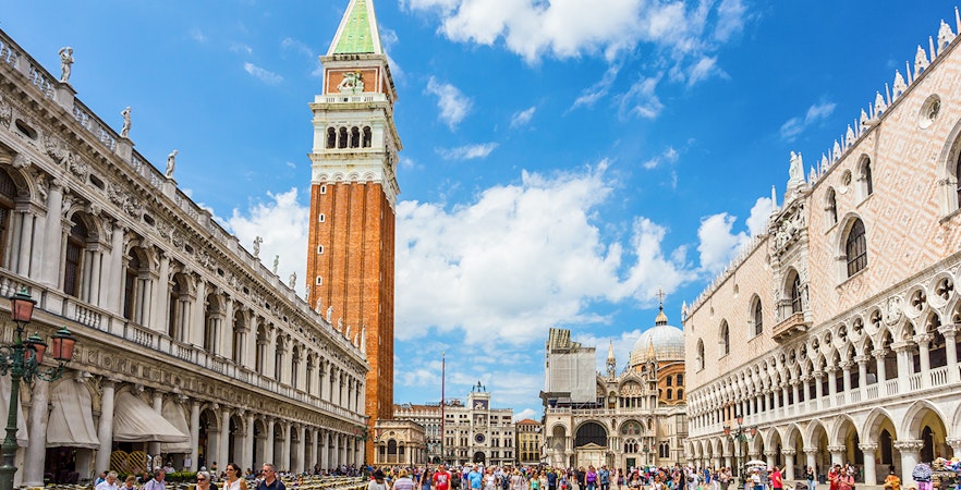 San Marco Piazza in Venice with St. Mark's Campanile and Doge's Palace.