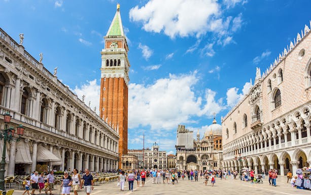 San Marco Piazza in Venice with St. Mark's Campanile and Doge's Palace.