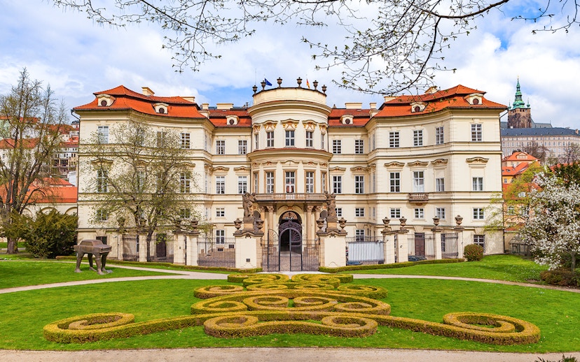 Lobkowicz Palace exterior with ornate garden, Prague, venue for midday concert tickets.