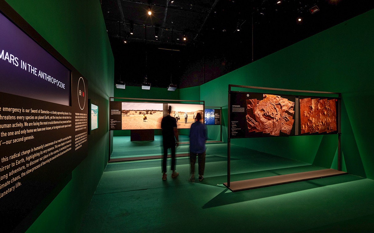Exhibition room at Singapore Future World with Mars exploration displays.