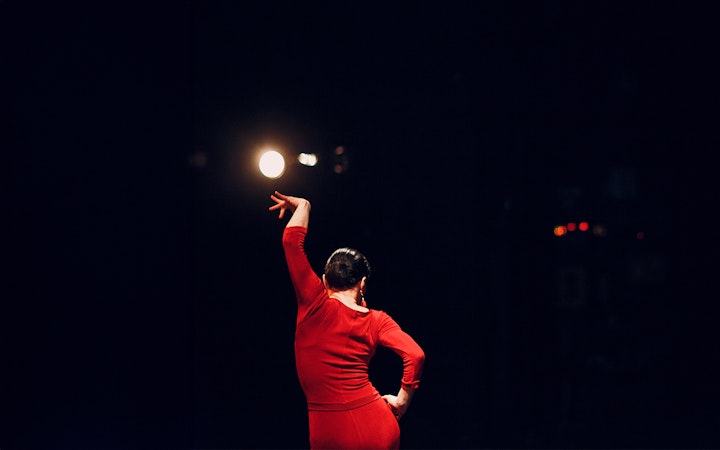 Flamenco dancer performing on stage at Las Setas, Seville.