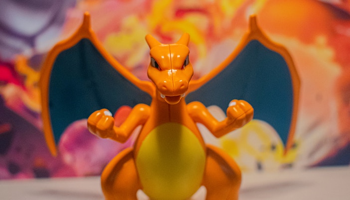 Pokemon figurine display at a Tokyo toy store, featuring popular characters from the series.
