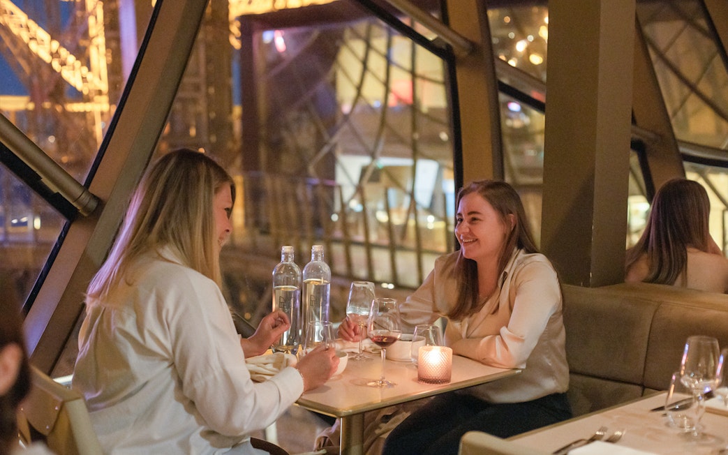 Dinner at Madame Brasserie, Eiffel Tower with view of Paris skyline.