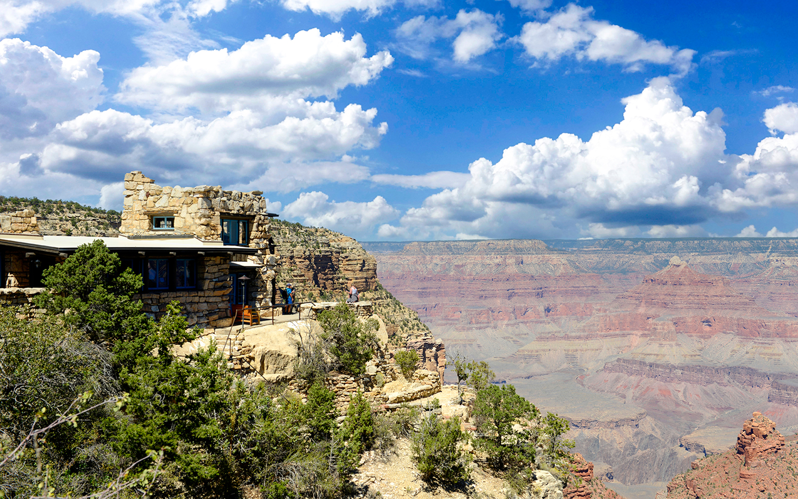 Mary Colter's Lookout Studio at the South Rim of the Grand Canyon in Arizona 