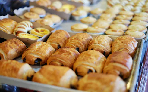 Assorted pastries on display during Paris Montmartre food tour.