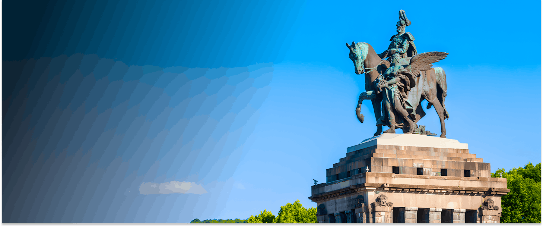 Equestrian statue at Deutsches Eck in Koblenz, Germany.