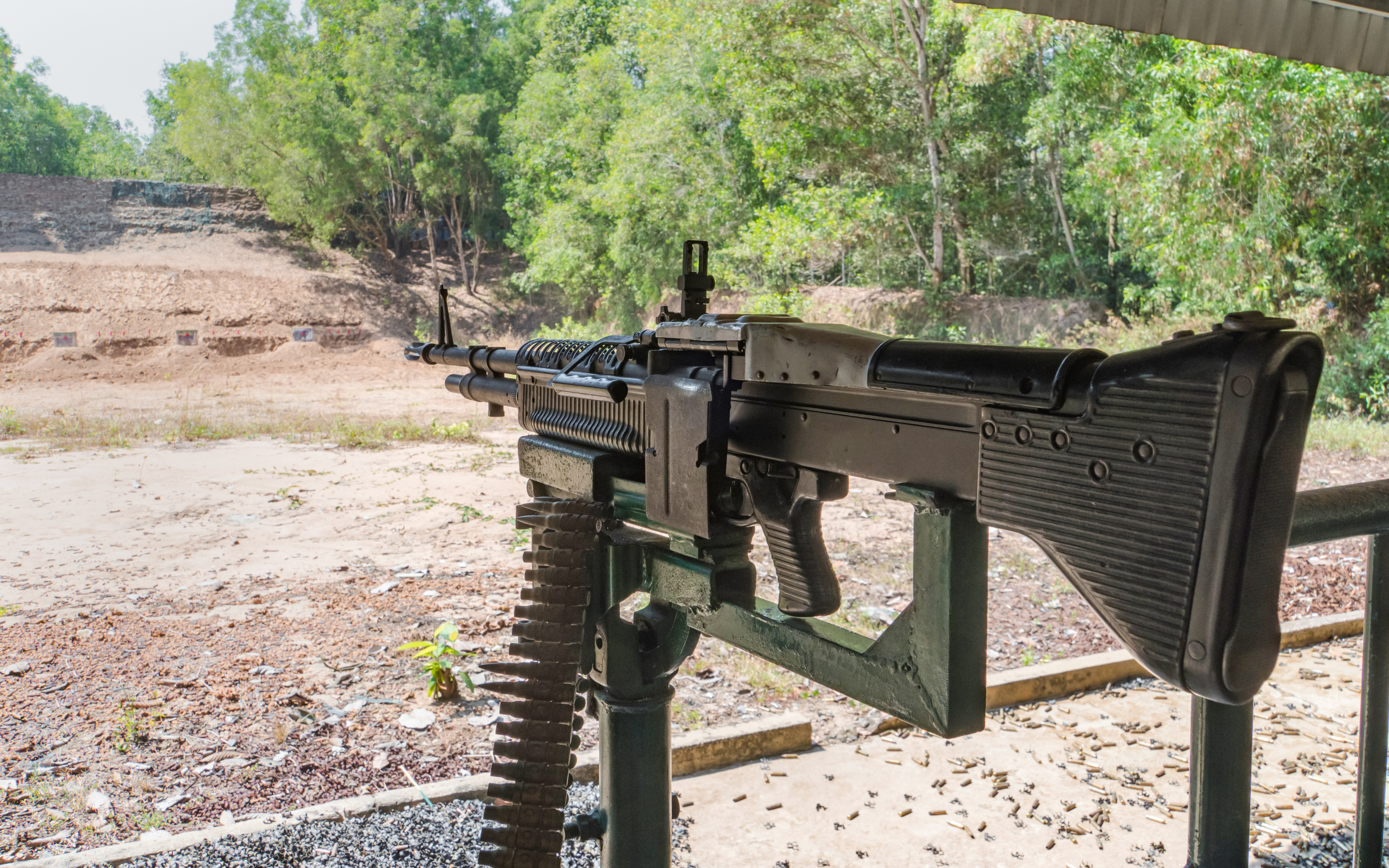 Machine gun at firing range, Cu Chi Tunnels, Ho Chi Minh City.