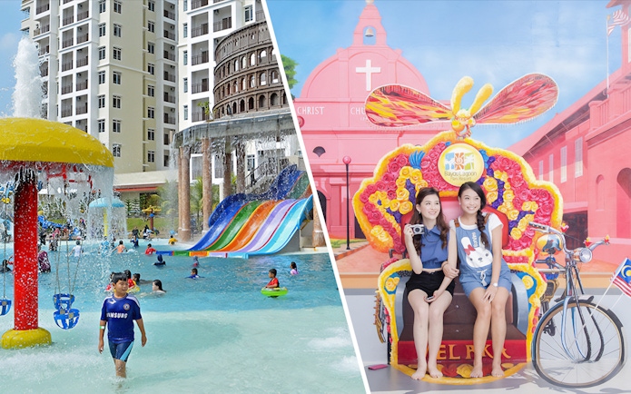Bayou Lagoon Water Park with colorful slides and Magic Art 3D Museum exhibit in Melaka.