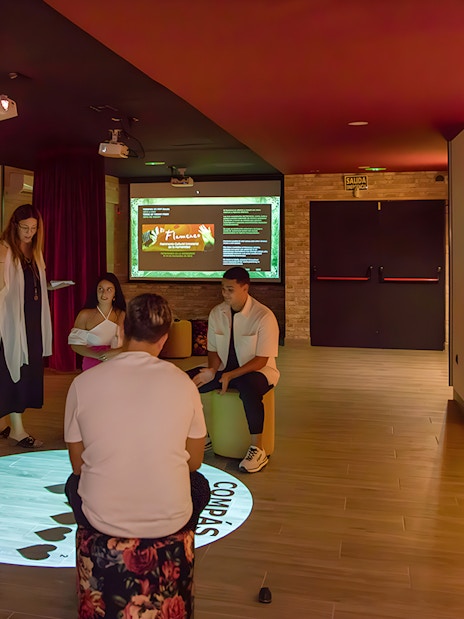 Group learning Flamenco rhythms in a classroom setting.