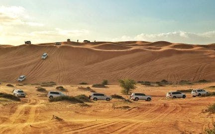 woestijnsafari in ras al khaimah met duinbashen, kameelrijden, sandboarden, barbecue-diner en vervoer-1