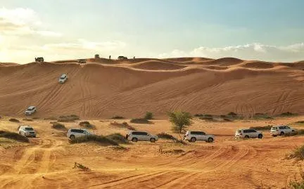 ras al khaimah desert safari with dune bashing, camel ride, sand boarding, bbq dinner, and transfers-1
