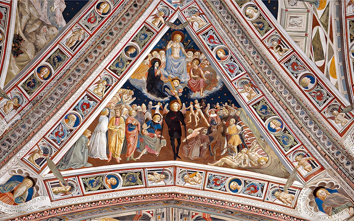 Siena Duomo fresco depicting religious figures and scenes, part of OPA SI Pass tour.