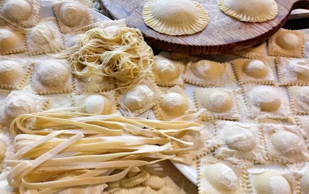 Fresh ravioli and tagliatelle from a pasta-making class in Alghero.