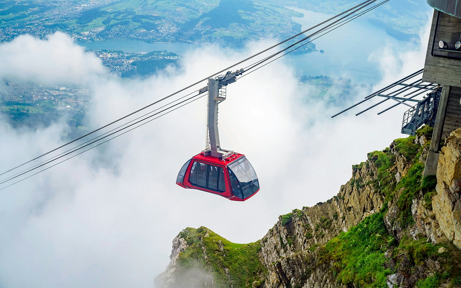 Dragon Ride cableway views on Mount Pilatus