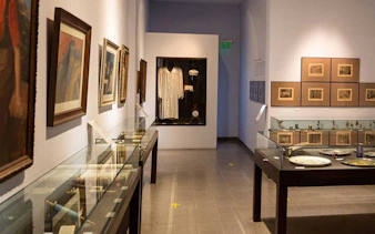 Jewish museum exhibit with paintings and artifacts in Buenos Aires.