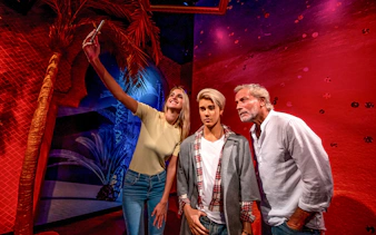 Fans taking a selfie with Justin Bieber wax statue at Madame Tussauds Dubai.