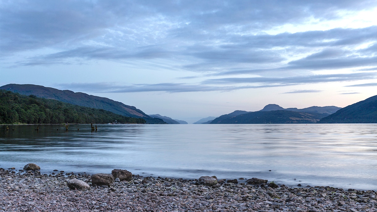 Loch Ness with Highlands backdrop on tour from Inverness.