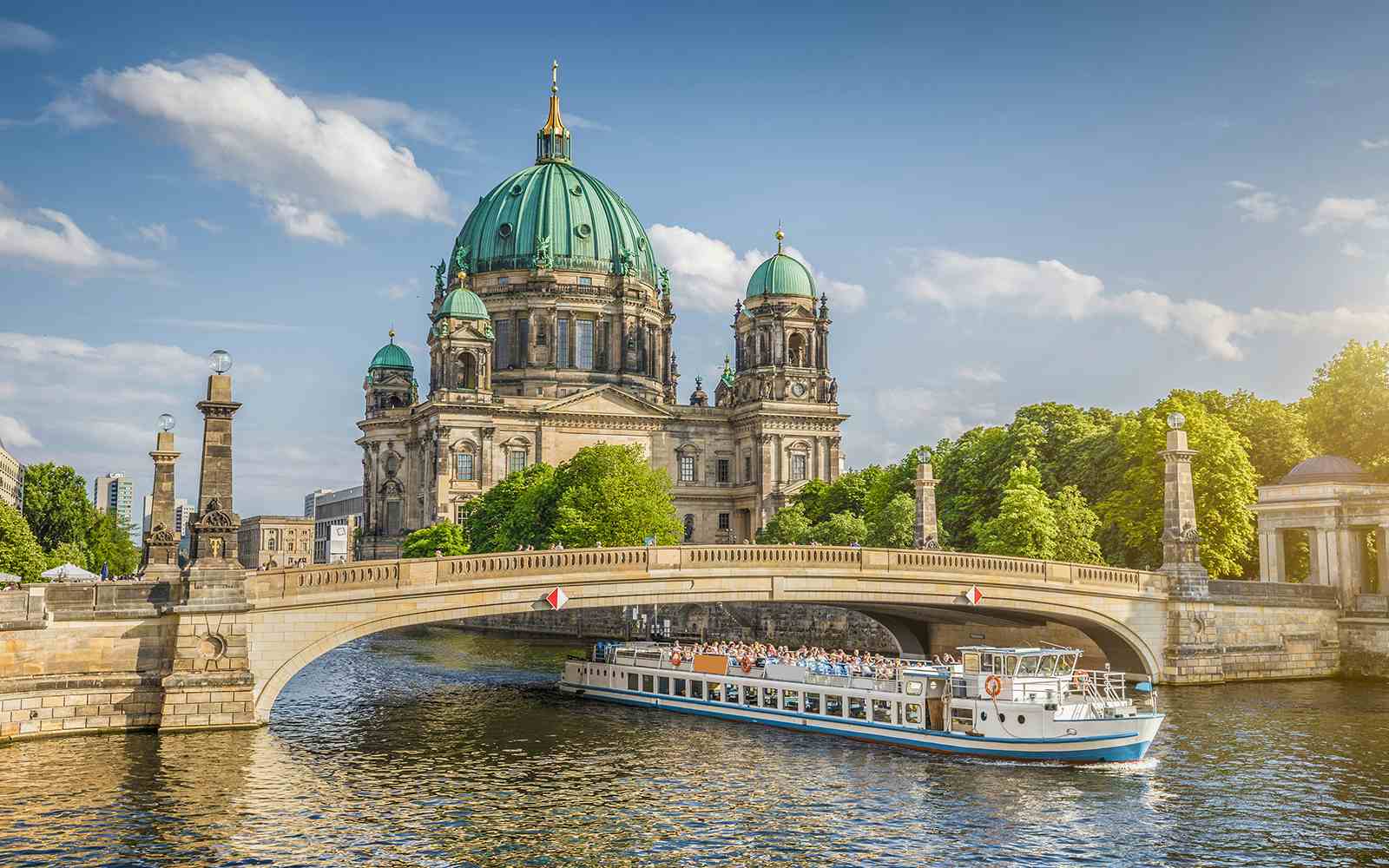 Berlin Cathedral viewed from River Spree during boat tour.