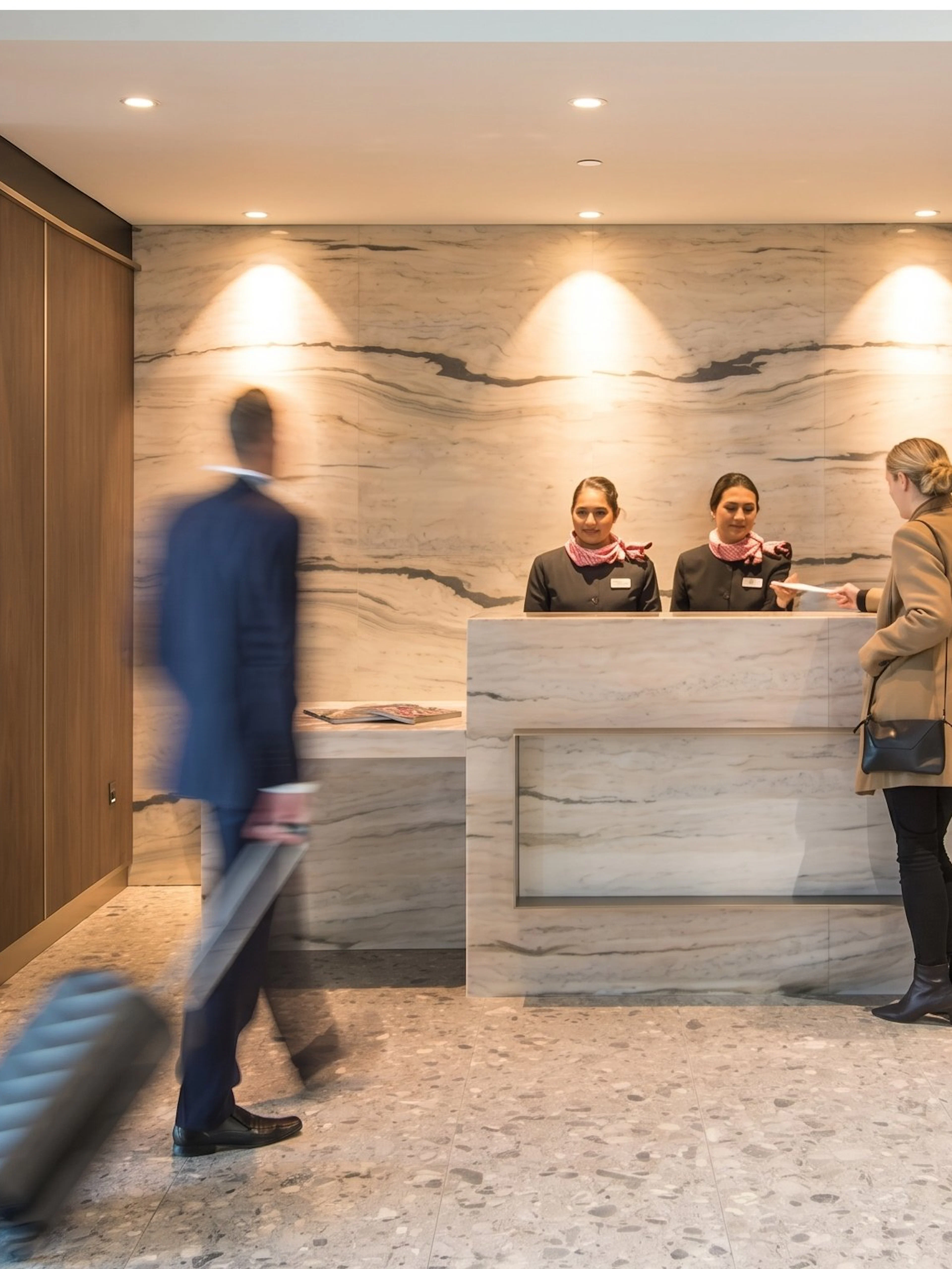 Reception area at Plaza Premium Lounge, Budapest International Airport Terminal 2B.