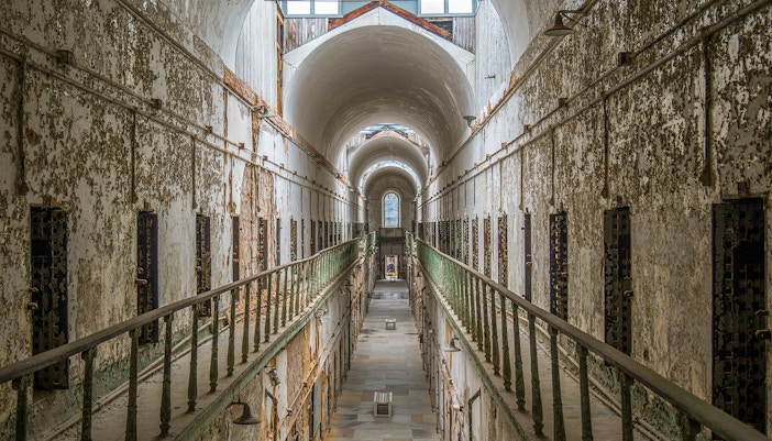 Eastern State Penitentiary cell block interior, Philadelphia CityPASS® attraction.