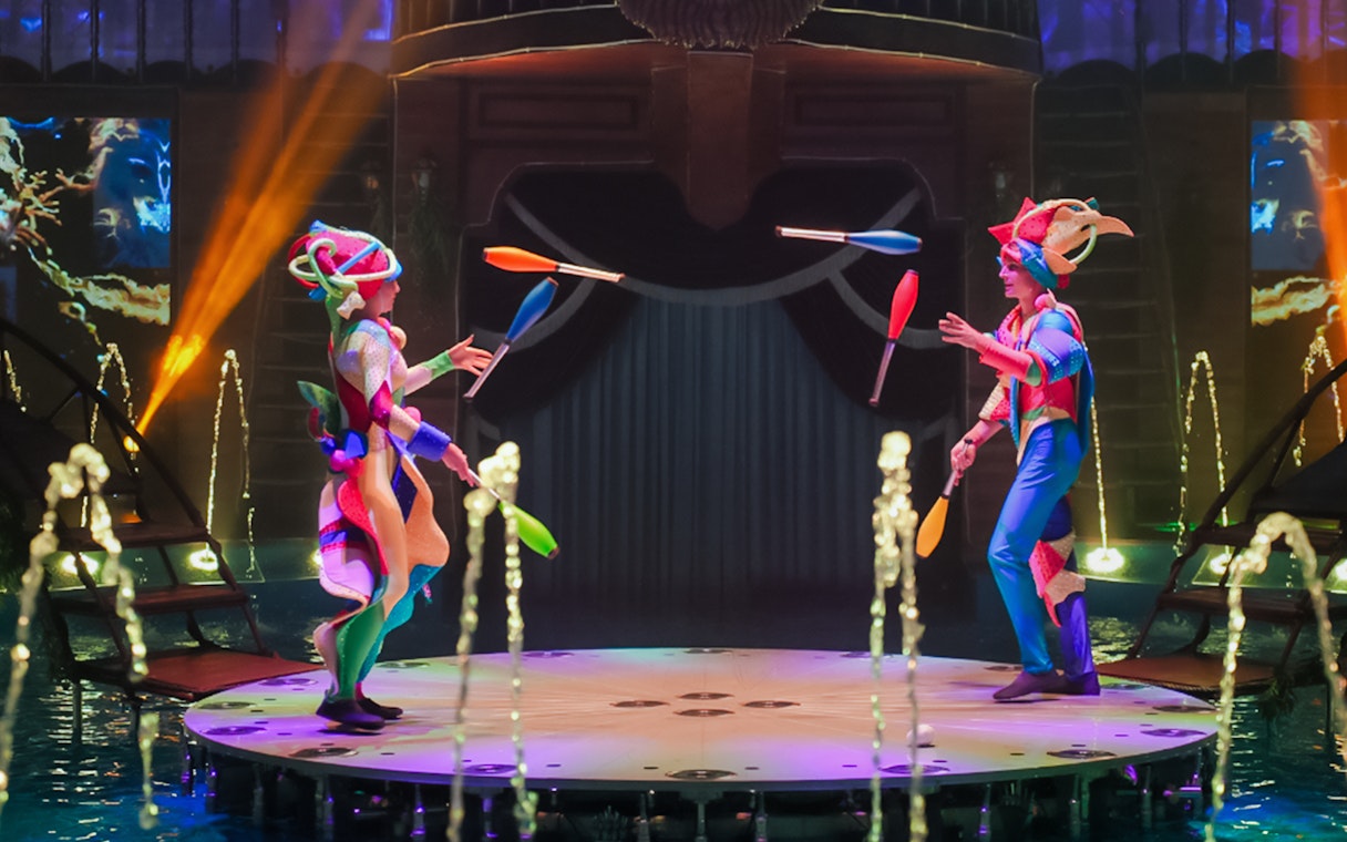 Jugglers performing at Aqua Circus Phuket stage.