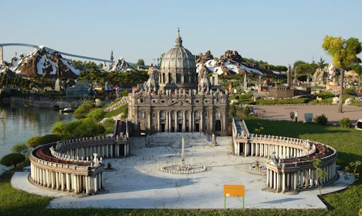 Miniature model of St. Peter's Basilica at Italia in Miniatura, Italy.