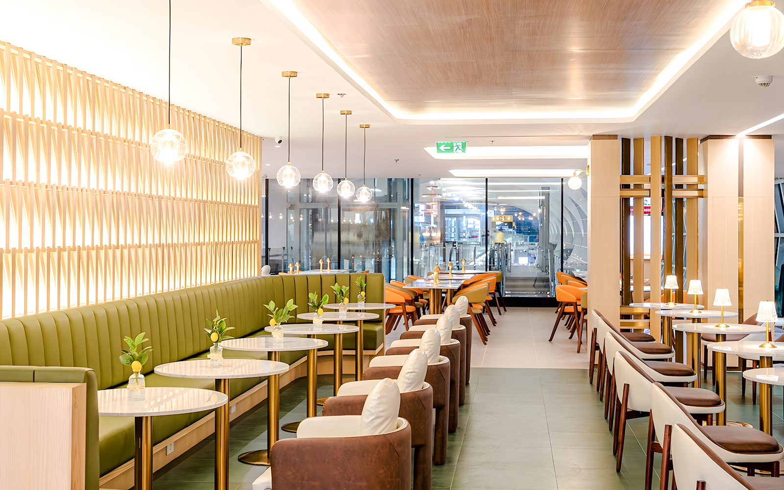 Coral Cosmo Lounge seating area in Concourse C, Bangkok airport, Thailand.