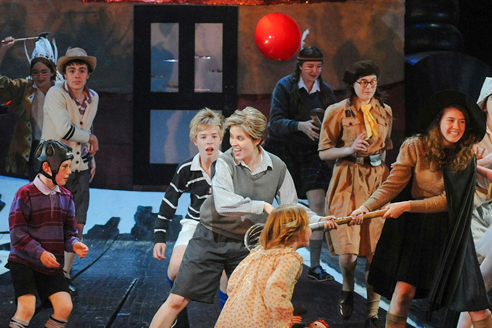Theatrical performance of Hansel and Gretel in Sydney with actors in costume.