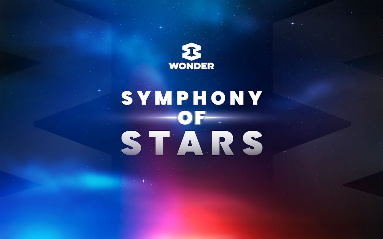 Symphony of Stars logo with a starry night background for 8Wonder Winter 2025 event.