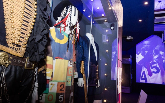 Costumes and memorabilia at The British Music Experience in London.
