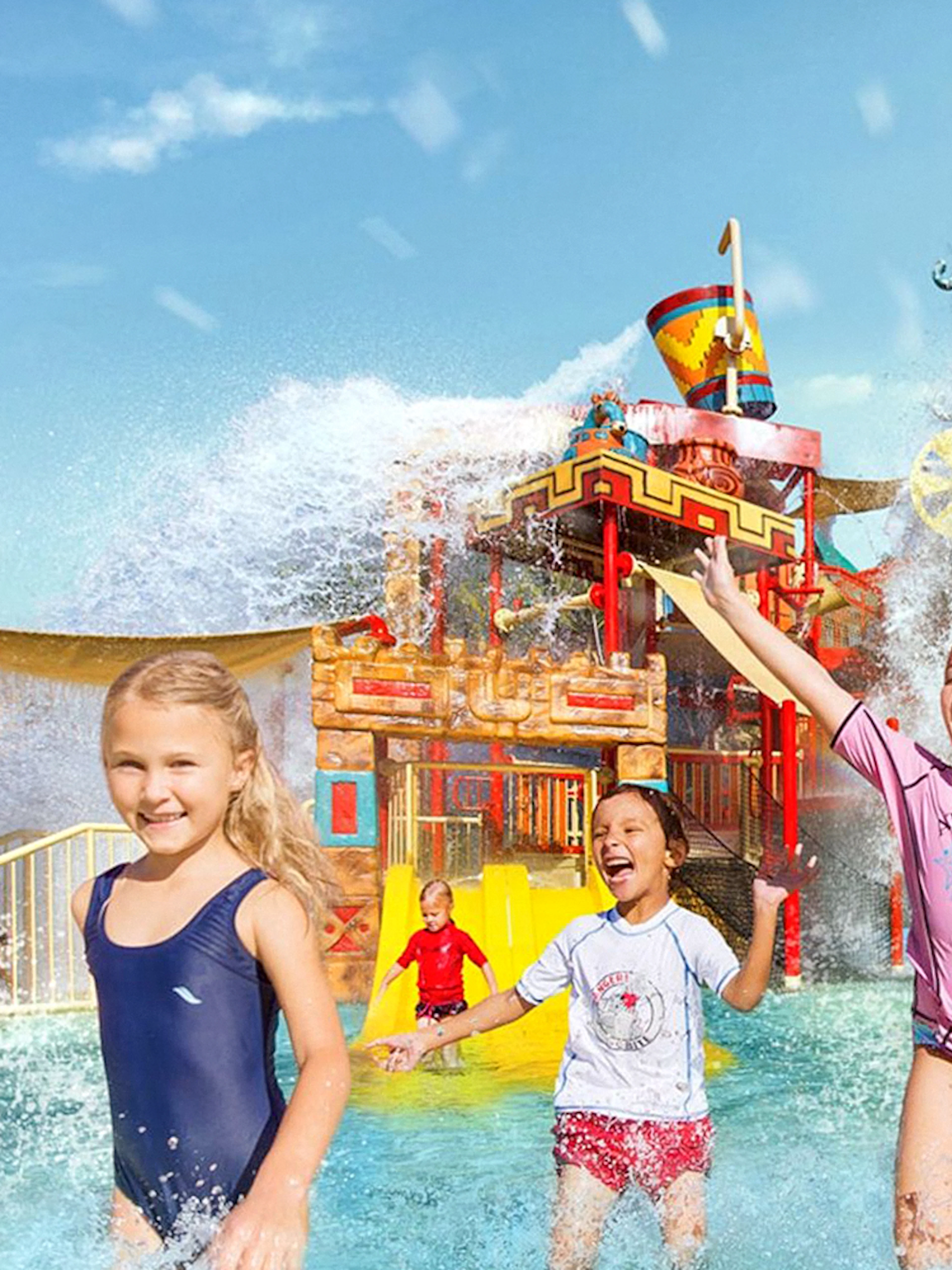 Kids enjoying Splashers ride at Atlantis, The Palm, Dubai waterpark.