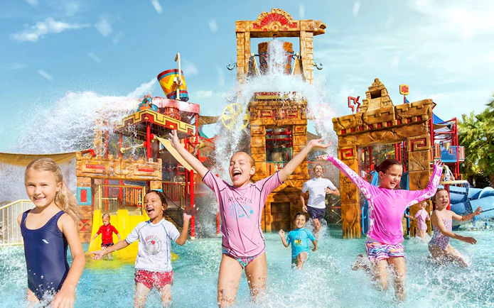 Kids enjoying Splashers ride at Atlantis, The Palm, Dubai waterpark.