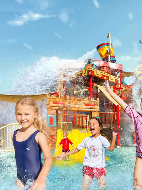 Kids enjoying Splashers ride at Atlantis, The Palm, Dubai waterpark.
