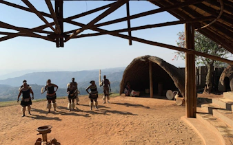 Zulu dancers performing at a traditional village near Durban, South Africa.