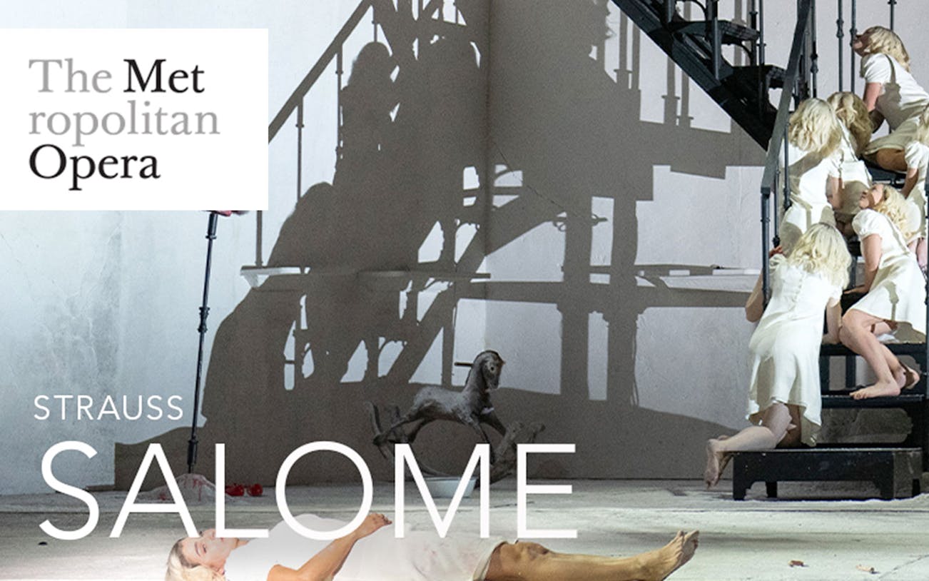 Salome opera scene at the Metropolitan Opera with performers on a staircase.