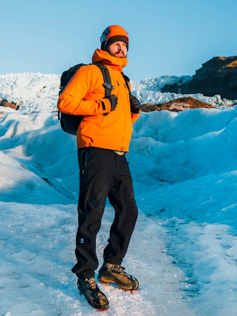 Guest hiking on ice in Vatnajökull Glacier, Iceland.