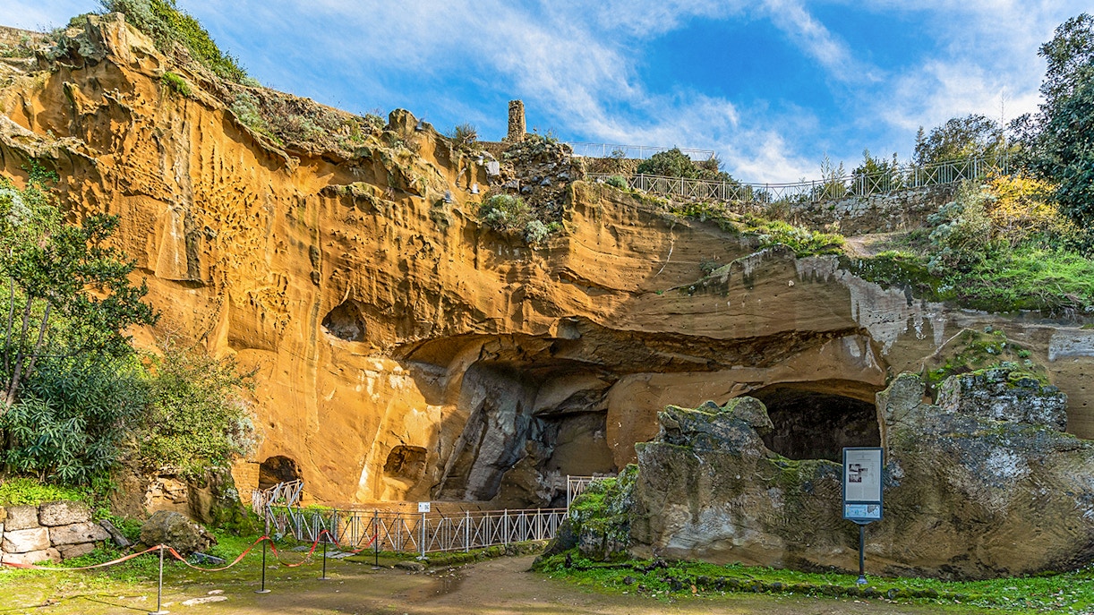 Entrance of the archaeological park of Cumae in Italy