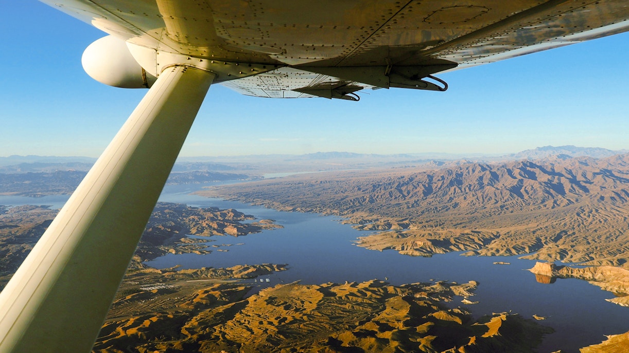 Grand Canyon National Park aerial view from airplane with Hummer tour in Nevada.