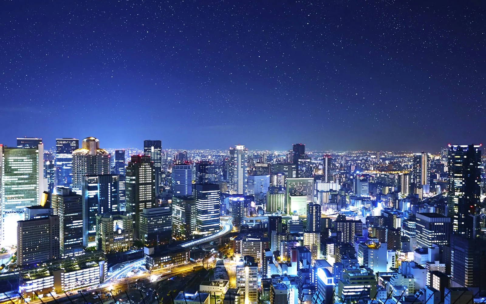 Night skyline view of Osaka from Umeda Sky Building.