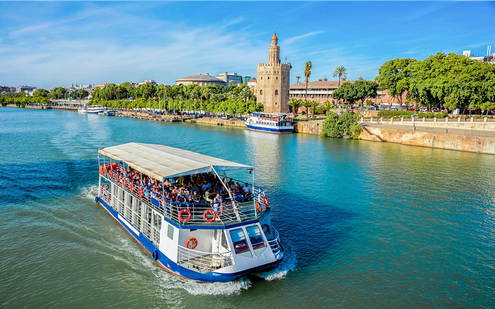 cruise along the Guadalquivir River, Torre del Oro in the background Seville