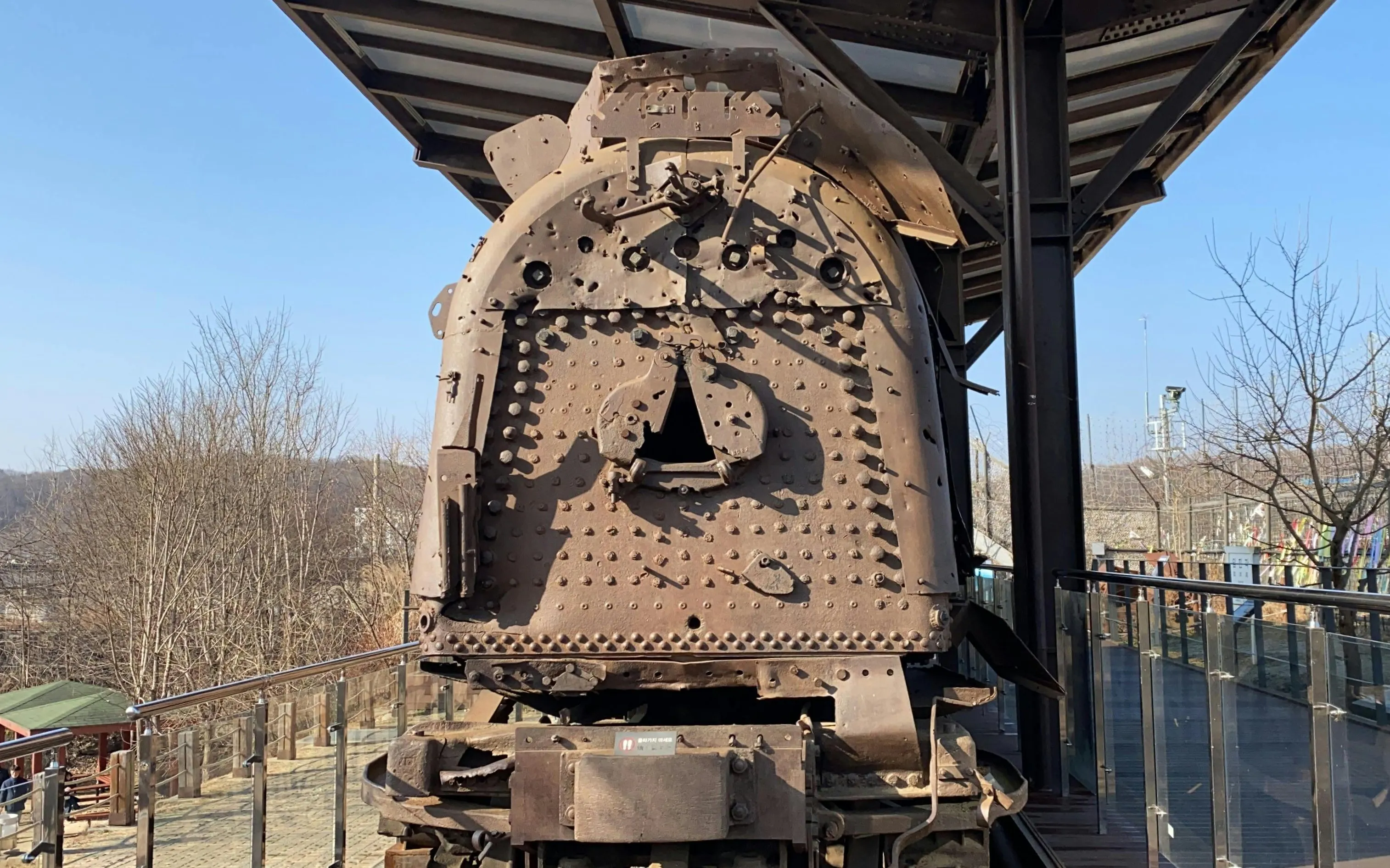 Rusty locomotive at DMZ JSA Photo Zone, South Korea, part of Half Day DMZ Tour.