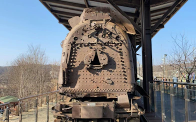 Rusty locomotive at DMZ JSA Photo Zone, South Korea, part of Half Day DMZ Tour.