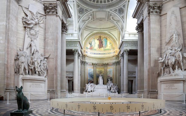 Pantheon interior with sculptures and Foucault pendulum, Paris.