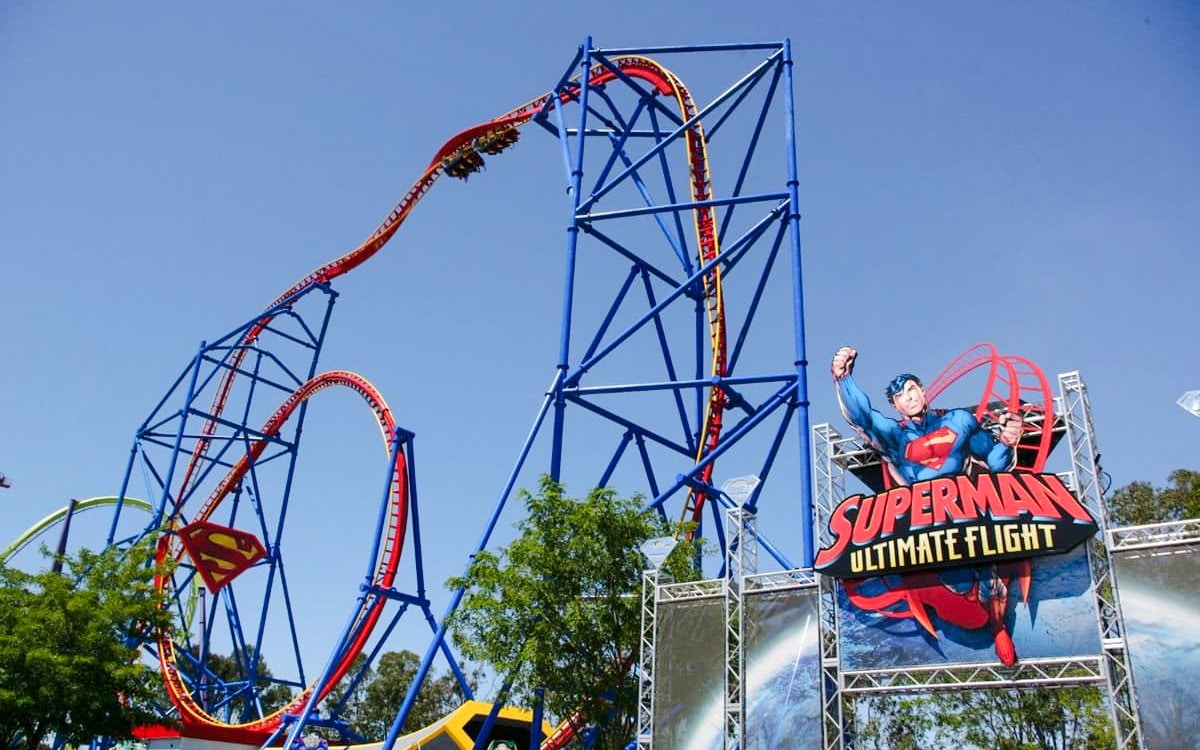 Roller coaster loop at SUPERMAN™ Ultimate Flight, Six Flags Discovery Kingdom.