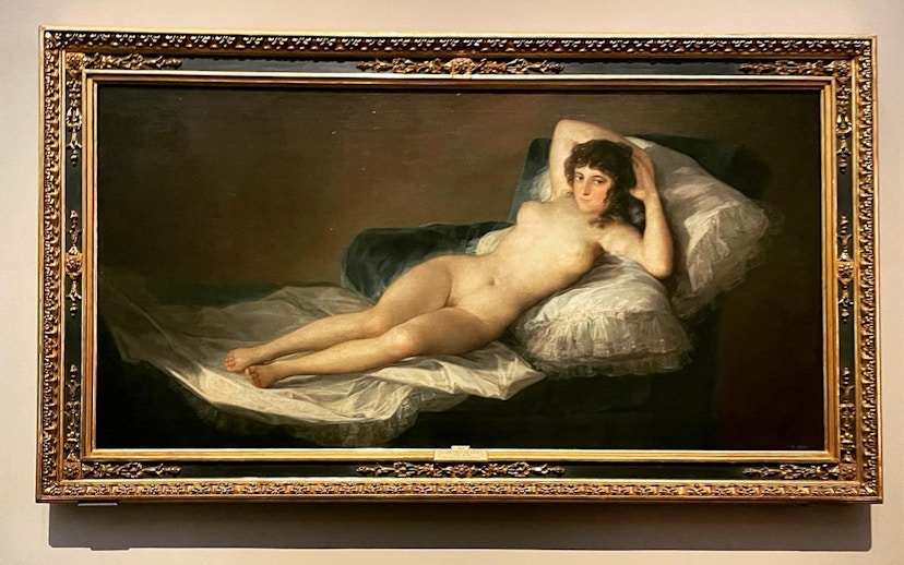 Prado Museum's "La Maja Desnuda" painting in Madrid, Spain.