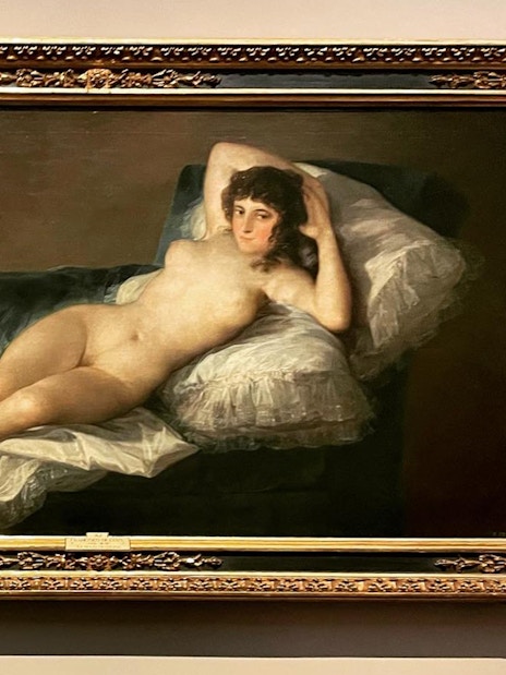 Prado Museum's "La Maja Desnuda" painting in Madrid, Spain.